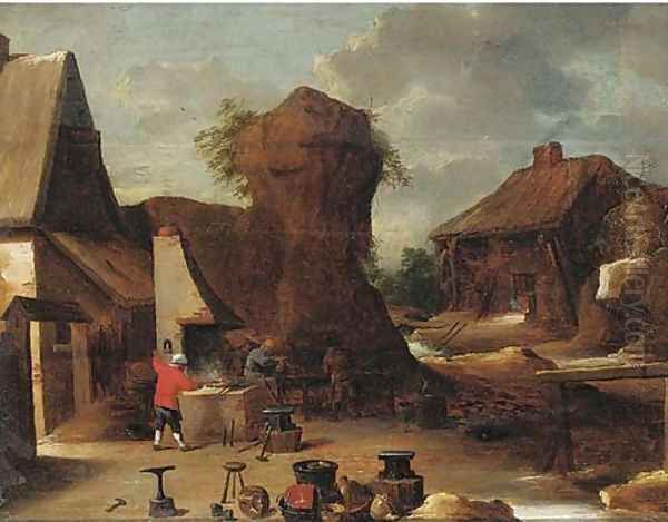 A village blacksmith Oil Painting by David The Younger Teniers