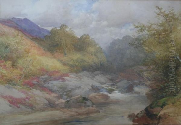 A Devonshire River Oil Painting by Frederick John Widgery