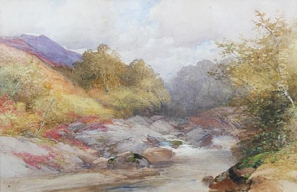 A Dartmoor River Landscape Oil Painting by Frederick John Widgery