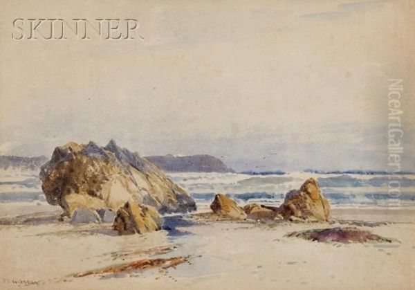 Lot Of Two Views Of Bigbury Bay Oil Painting by Frederick John Widgery