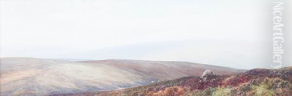 Moorland Landscape With Sheep Oil Painting by Frederick John Widgery