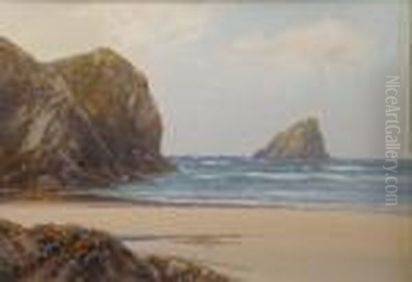 A Cornish Coastal Scene Oil Painting by Frederick John Widgery