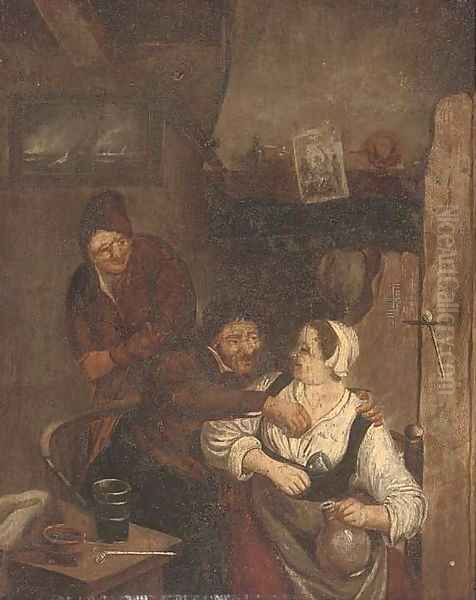 Amorous peasants in an interior Oil Painting by David The Younger Teniers