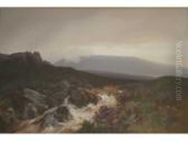 On The Okement, Dartmoor Oil Painting by Frederick John Widgery