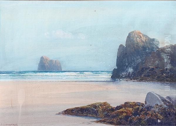 ``the N. Cornish Coast Near Perranporth Oil Painting by Frederick John Widgery