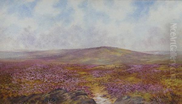 Heather On Dartmoor Oil Painting by Frederick John Widgery