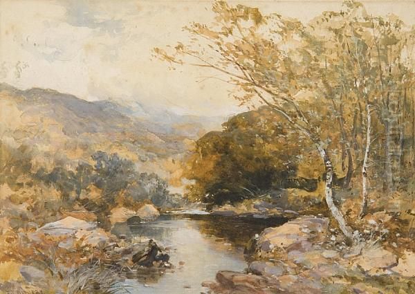 The River Lyd, Dartmoor Oil Painting by Frederick John Widgery