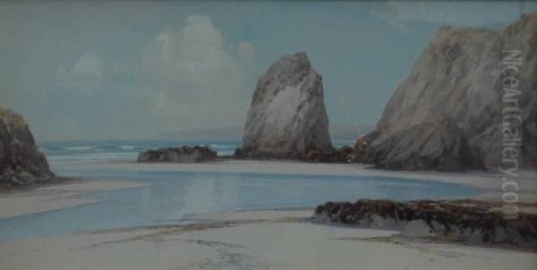 North Cornwall Watercolour Andgouache Oil Painting by Frederick John Widgery