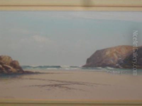 Beach Scene With Seagulls Oil Painting by Frederick John Widgery