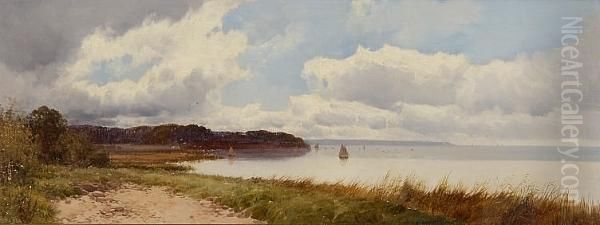 Exmouth Coastal Landscape, And Another Similar Oil Painting by Frederick John Widgery