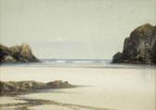 Low Tide, Near Bude Oil Painting by Frederick John Widgery