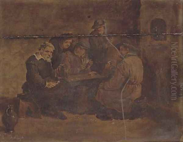 Card players in an interior Oil Painting by David The Younger Teniers