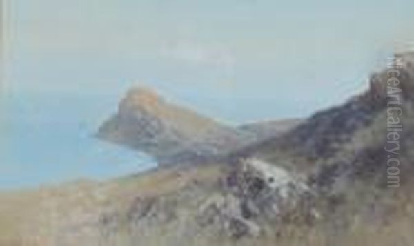 A Rocky Headland Oil Painting by Frederick John Widgery