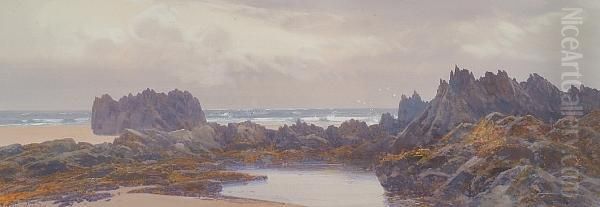 The Coast At Bude Oil Painting by Frederick John Widgery