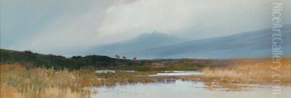 Mist Over A Dartmoor Lake Oil Painting by Frederick John Widgery