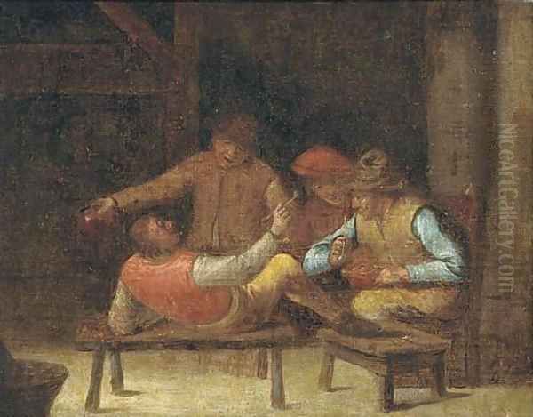 Figures jesting in an interior Oil Painting by David The Younger Teniers