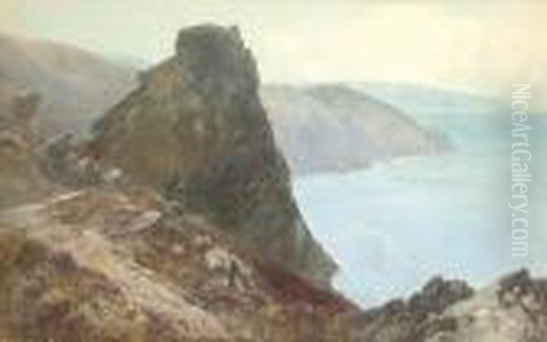 Castle Rock, Lynton Oil Painting by Frederick John Widgery