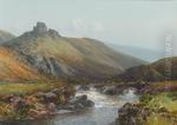 Badgworthy Waters, Exmoor Oil Painting by Frederick John Widgery