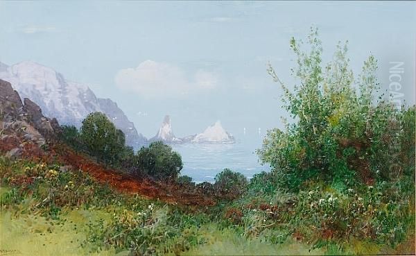 Anstey Cove, Torquay, Devon Oil Painting by Frederick John Widgery