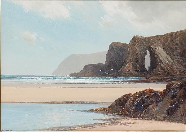 A West Country Beach Oil Painting by Frederick John Widgery