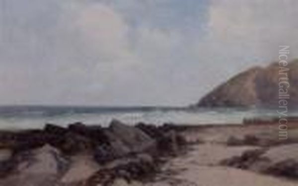 Lynmouth Bay And Foreland Point, North Devon Signed, Bodycolour Oil Painting by Frederick John Widgery