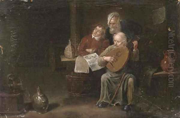 Musicians in an interior Oil Painting by David The Younger Teniers