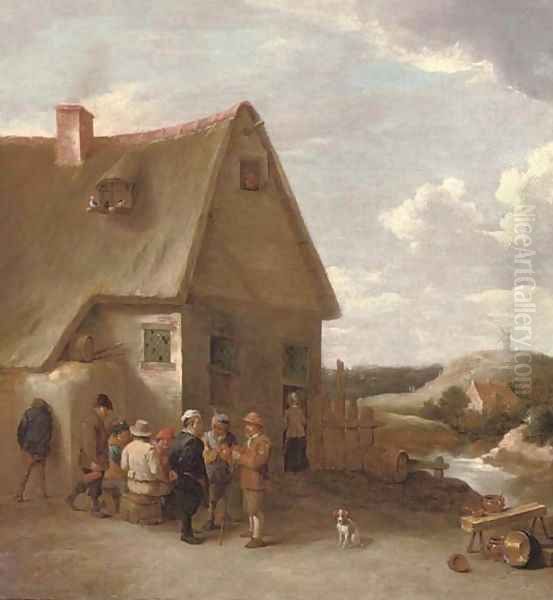 Peasants conversing by a cottage Oil Painting by David The Younger Teniers