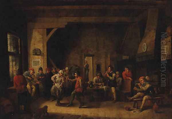 Peasants dancing in a Tavern Interior Oil Painting by David The Younger Teniers