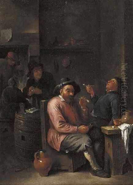 Peasants smoking and drinking in an inn Oil Painting by David The Younger Teniers