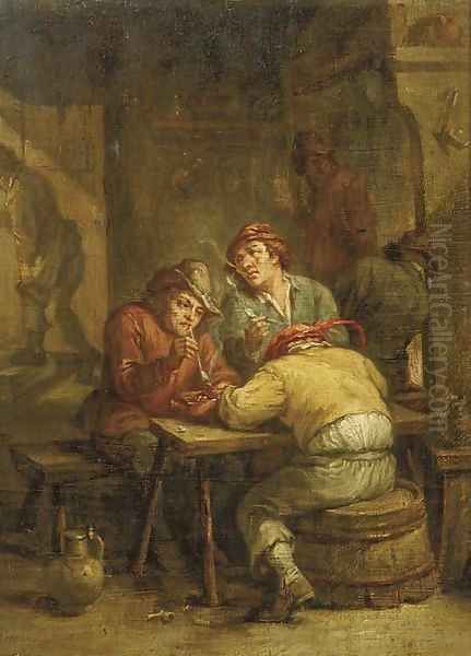 Peasants smoking in a tavern Oil Painting by David The Younger Teniers