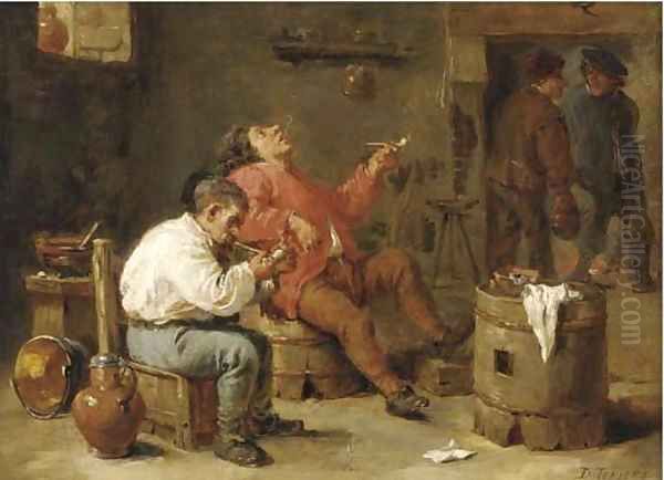 Smokers in an inn Oil Painting by David The Younger Teniers