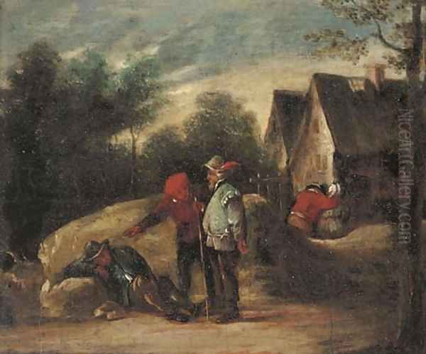 Travellers at rest on a track Oil Painting by David The Younger Teniers