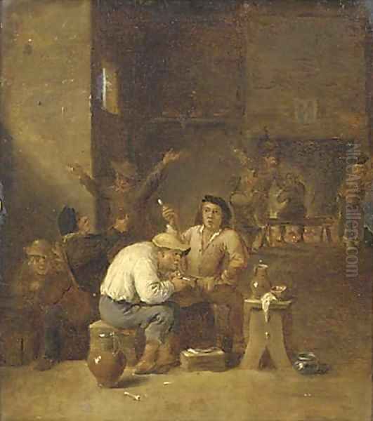 Peasants smoking and drinking in a tavern 4 Oil Painting by David The Younger Teniers