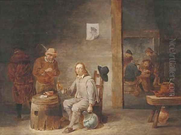 Peasants smoking and drinking in a tavern 3 Oil Painting by David The Younger Teniers