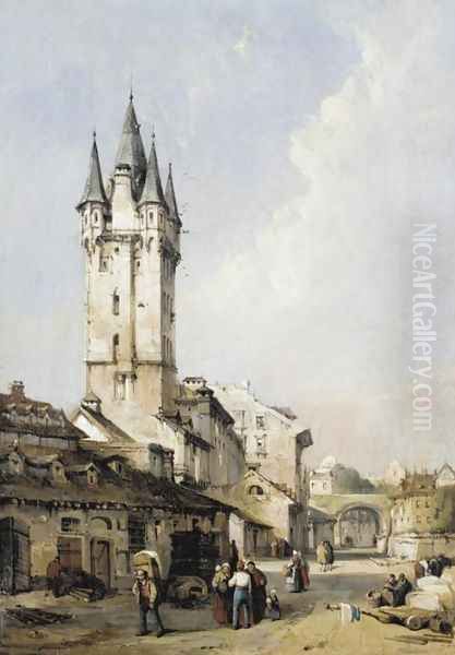 Mayence, Rhine Oil Painting by Charles F. Tomkins