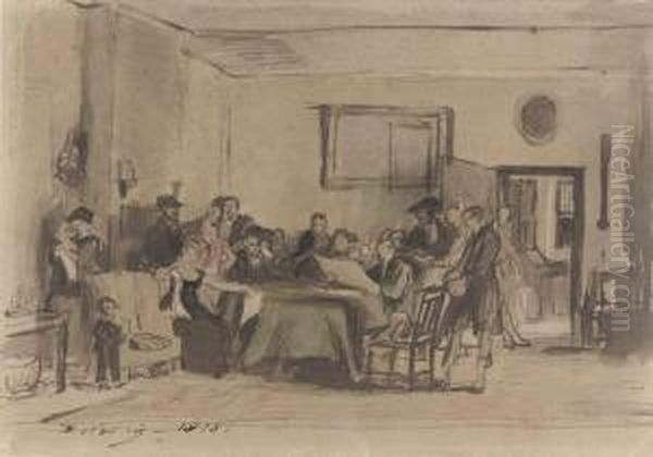 Sketch For 'reading The Will' Oil Painting by Sir David Wilkie