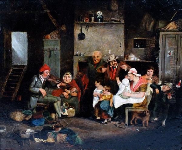 The Blind Fiddler Oil Painting by Sir David Wilkie