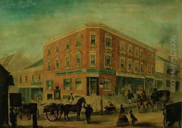 Corner of George and Hunter Streets, Sydney, 1849 Oil Painting by A. Torning