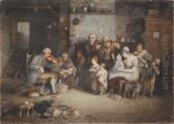 The Blind Fiddler, And Another By The Samehand Oil Painting by Sir David Wilkie