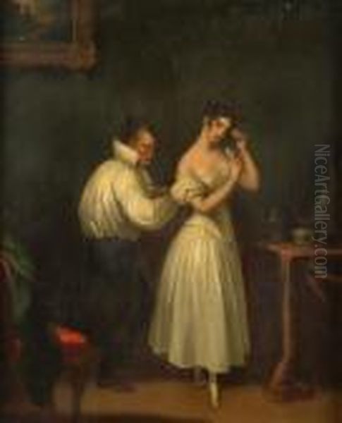 Un-lacing The Corset Oil Painting by Sir David Wilkie