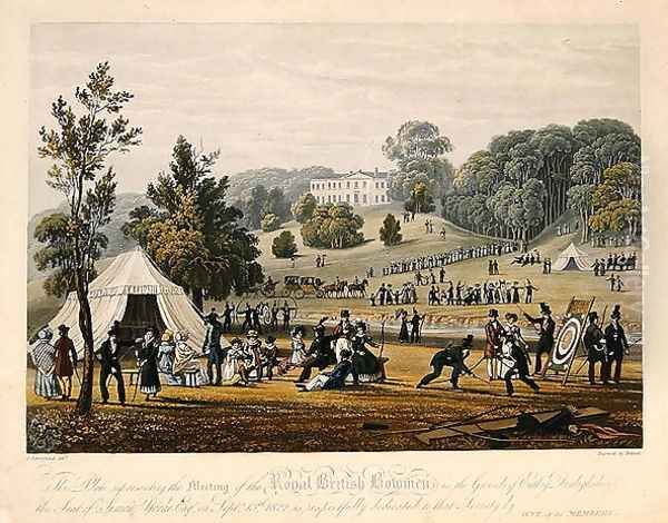 Meeting of the Royal British Bowmen in the Grounds of Erddig, 13th September 1822, engraved by Bennett, pub. in 1823 by Townshend, James