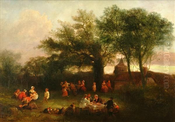 A Village Gathering Oil Painting by Sir David Wilkie