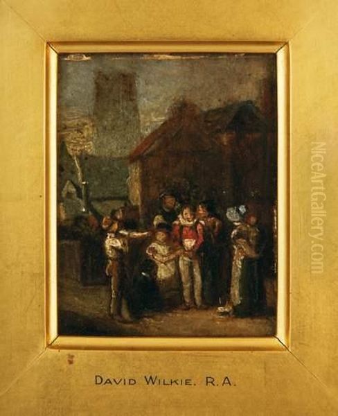 Attr. A, Groupe D'enfants Oil Painting by Sir David Wilkie