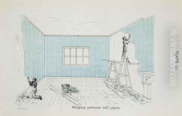 Stripping poisonous wall papers, illustration from Dangers to Health: A Pictorial Guide to Domestic Sanitary Effects, published 1897 Oil Painting by Thomas Pridgin Teale