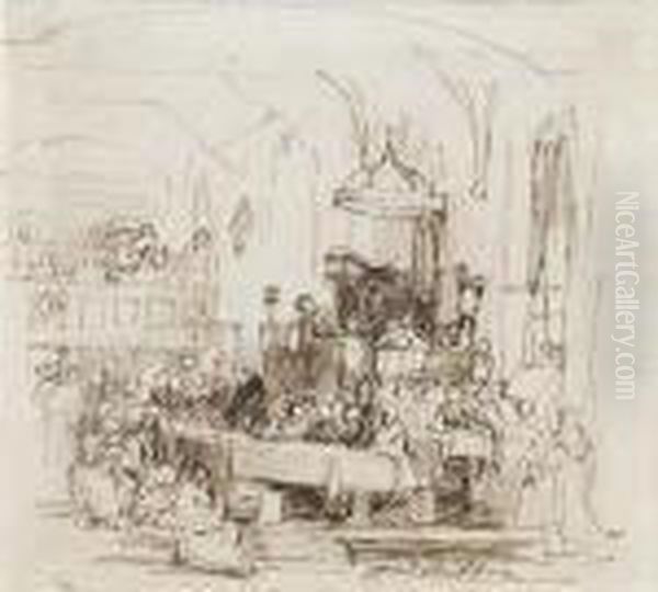 A Protestant Communion Oil Painting by Sir David Wilkie