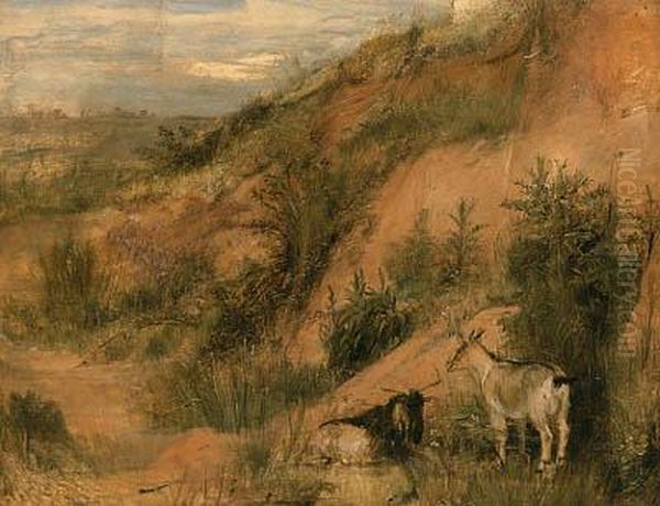 A Landscape With Two Goats Oil Painting by Sir David Wilkie