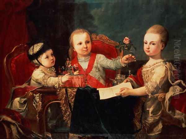 Three Princes, Children of Charles III Oil Painting by Francisco de la Traverse