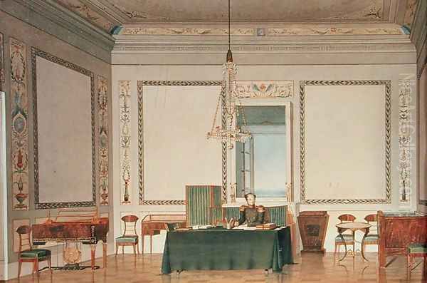 Emperor Alexander I 1777-1825 in the Palace Office, 1820 Oil Painting by Tchernik