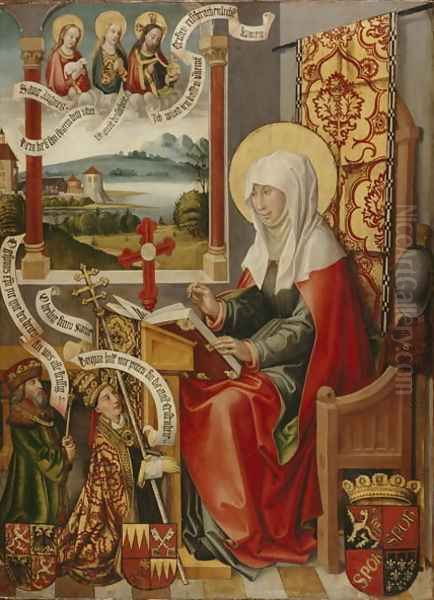 St. Brigit Writing Down her Revelations, c. 1505 Oil Painting by Hans Traut