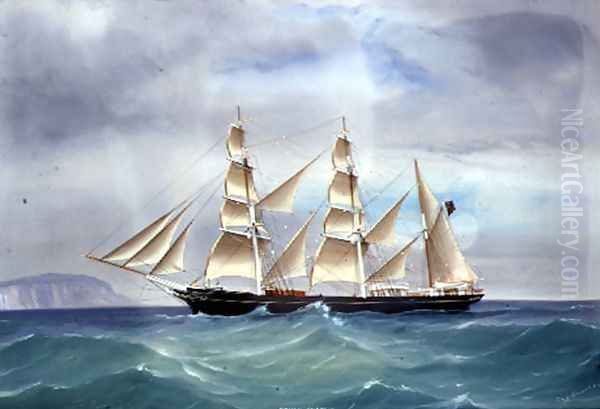 The Steam Yacht Emily Chapman in full sail, 1877 Oil Painting by de Simone Tommaso